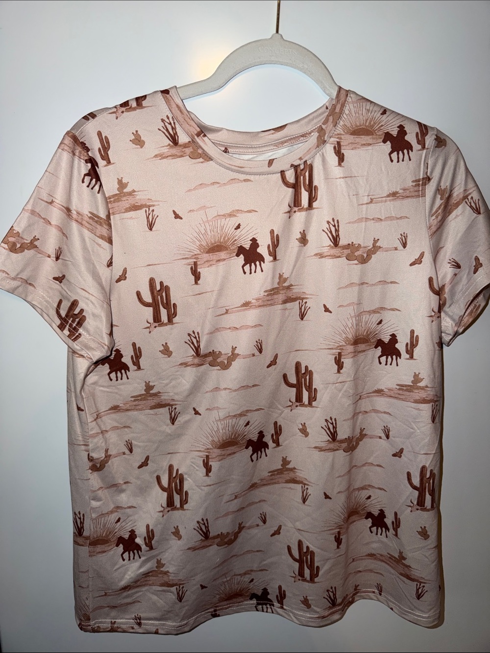 SHEIN Pink Desert Print Short Sleeve Tee